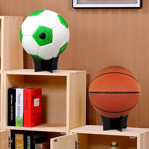 6pcs Acrylic Ball Stand Holder: Display Stand for Basketball Soccer Volleyball Trophy Autograph Memorabilia Storage Rack Black in Saudi Arabia