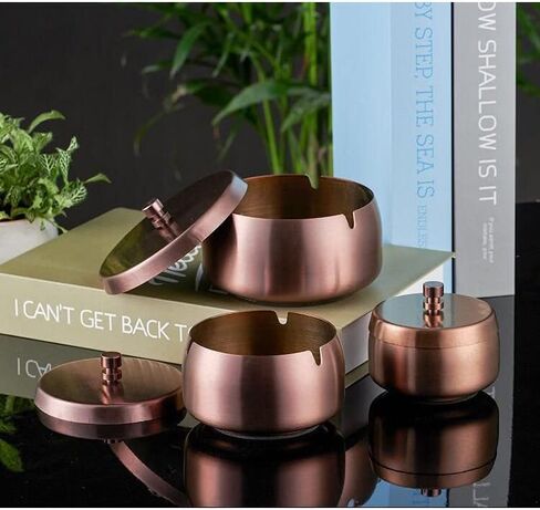 Handcrafted Metal Ashtray with Lids, Windproof Cigarette Ashtray Smokeless for Indoor or Outdoor, Ash Holder for Patio Desktop Office Smokers, Ash Tray for Tabletop Home Office Décor (Black, XL) in Saudi Arabia