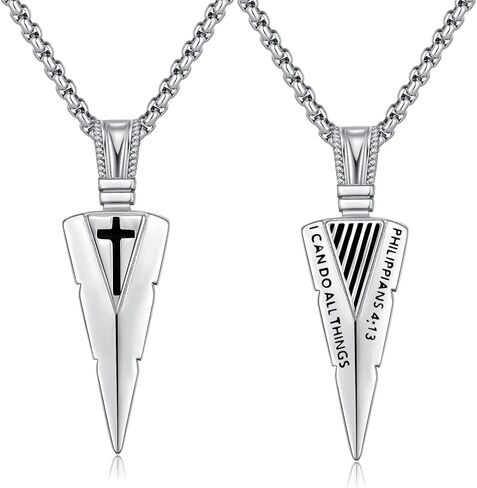 قلادة رأس السهم من الفضة الإسترليني قلادة نقطة الحربة أستطيع أن أفعل كل الأشياء الفلبينيين 4:13 قلادة نقطة الرمح للرجال هدية للأولاد والرجال in Kuwait