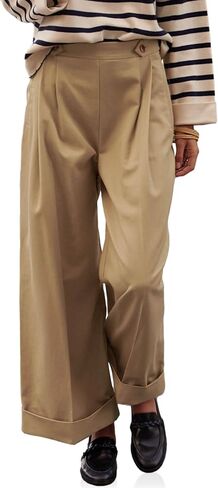 Cicy Bell Women's Wide Leg Dress Pants High Waisted Pleated Casual Work Office Cuffed Trousers in Saudi Arabia
