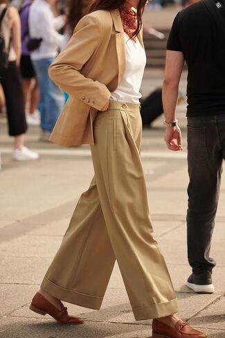 Cicy Bell Women's Wide Leg Dress Pants High Waisted Pleated Casual Work Office Cuffed Trousers in Saudi Arabia
