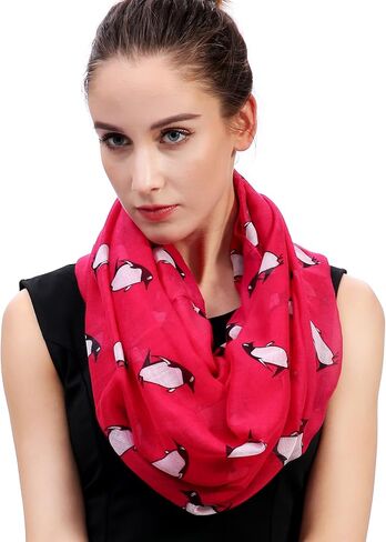 Lina & Lily Penguin Animal Print Women's Infinity Scarf Lightweight in Saudi Arabia
