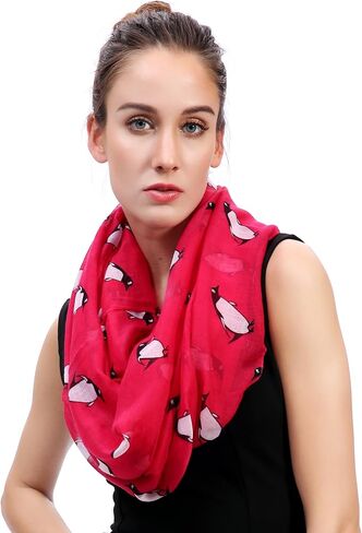 Lina & Lily Penguin Animal Print Women's Infinity Scarf Lightweight in Saudi Arabia