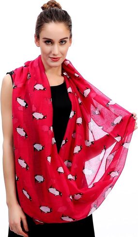 Lina & Lily Penguin Animal Print Women's Infinity Scarf Lightweight in Saudi Arabia
