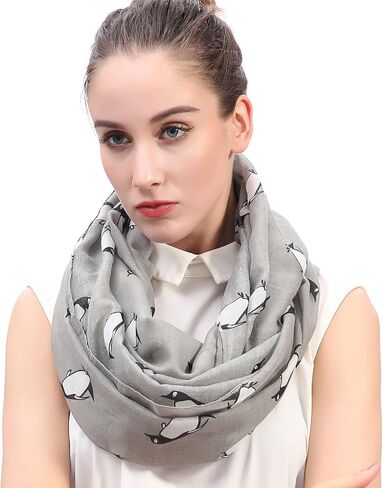 Lina & Lily Penguin Animal Print Women's Infinity Scarf Lightweight in Saudi Arabia