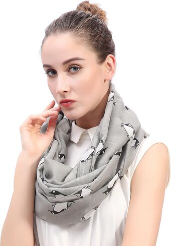 Lina & Lily Penguin Animal Print Women's Infinity Scarf Lightweight in Saudi Arabia