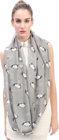 Lina & Lily Penguin Animal Print Women's Infinity Scarf Lightweight in Saudi Arabia
