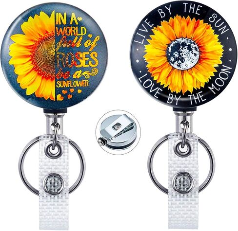 2 Pack Heavy-Duty Metal Badge Reel - Retractable Badge Holder with Belt Clip & Key Ring - 24.8" Sturdy Steel Wire Cord - Suitable for ID Cards & Keys - Tree of Life Design in Saudi Arabia