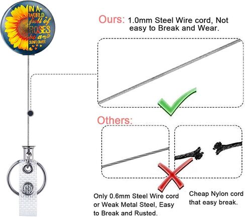 2 Pack Heavy-Duty Metal Badge Reel - Retractable Badge Holder with Belt Clip & Key Ring - 24.8" Sturdy Steel Wire Cord - Suitable for ID Cards & Keys - Tree of Life Design in Saudi Arabia