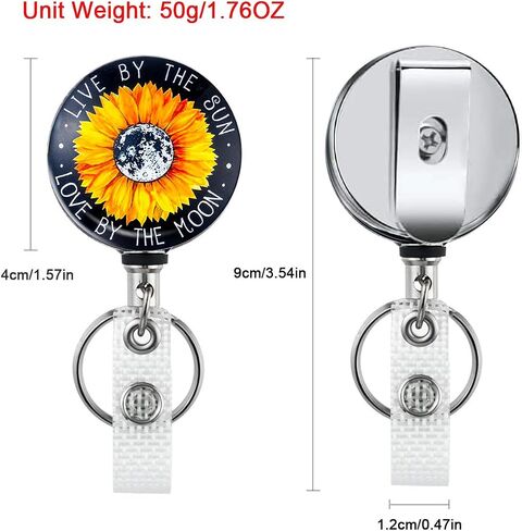 2 Pack Heavy-Duty Metal Badge Reel - Retractable Badge Holder with Belt Clip & Key Ring - 24.8" Sturdy Steel Wire Cord - Suitable for ID Cards & Keys - Tree of Life Design in Saudi Arabia