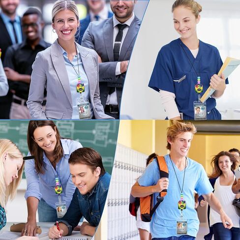 Plifal Teacher Lanyards for Id Badges Reel Retractable Keys Holder Cute Apple Pencil Beaded Card Keychain for Women Student Work School Office in Kuwait