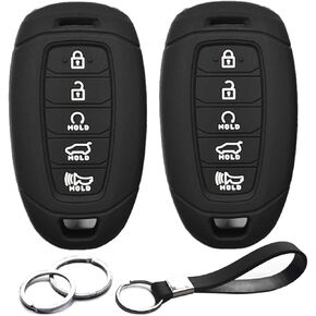 2pcs Compatible with Hyundai Elantra Palisade Elantra N Smart 5 Buttons Key Fob Cover Case Key Chain Protector Keyless Entry Carbon Fiber Looks Remote Holder