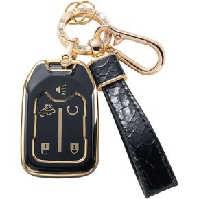 متوافق مع غطاء GMC Key Fob مع حبل جلدي، غطاء حماية لمفتاح السيارة لعام 2019-2022 GMC Sierra 1500 2500HD 3500HD Terrain Acadia جهاز التحكم عن بعد الذكي، أبيض in Kuwait