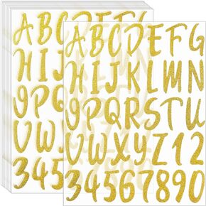 Glitter Alphabet Letter Stickers 360 Pieces 10 Sheets Self Adhesive Black Letters,2Inch