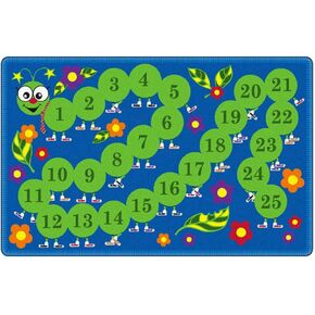 Flagship Carpets Counting Caterpillar Children's Educational Area Rug for Kids Room Circle Seating Décor, Play Carpet for Teaching and Playing, 6' x 9', Blue/Multicolor