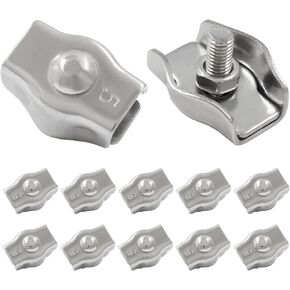 12Pcs M5 Simplex Clamps Wire Rope Clip Cable Clamps - 304 Stainless Steel - Single Bolt Cable Clips Clamp Fastener for 3/16 Inch Diameter Wire Rope in Kuwait