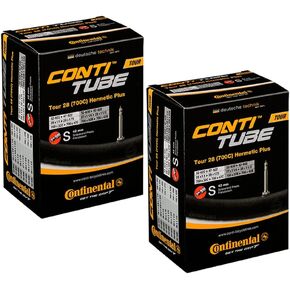 Continental Hermetic Plus Bike Tubes Tour 28-700x32-47c Inner Tubes - 42mm Presta Valve (Pack of 2 Tubes)