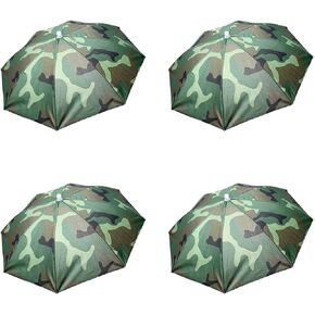 4PCS Head Umbrella Hats Folding Sun Rain Caps Fishing Free Hands Beach Colorful Rainbow Camo Headwear