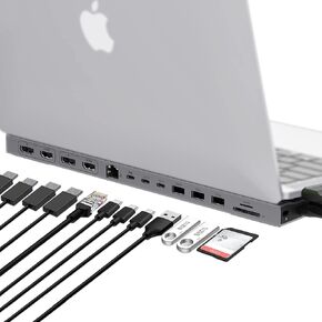 HyperDrive 4K Multi Display Docking Station for 13"-16" MacBooks - 15 Ports