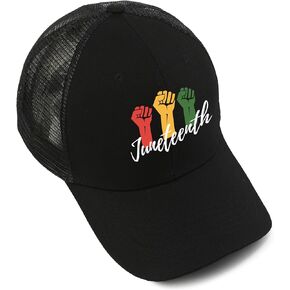 Juneteenth Decorations Black Trucker Hats for Men Women Freedom Day Hat Celebrate 1865 Black History Baseball Cap
