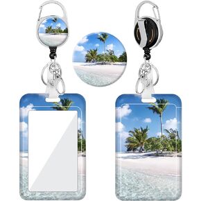 Badge Holder, Badge Reel with Swivel Belt Clip, Heavy Duty Retractable Reel, Sliding ID Badge Holder, Vertical Plastic Card Case for Nurse Teacher Office Employees (Cute Flowers)