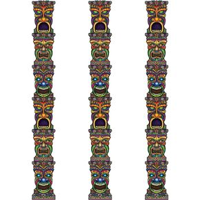 Beistle 3 Piece 7 FT Jointed Tiki Totem Pole Cut Outs Luau Party Decorations, Celebrating with You Since 1900, 7', Multicolor