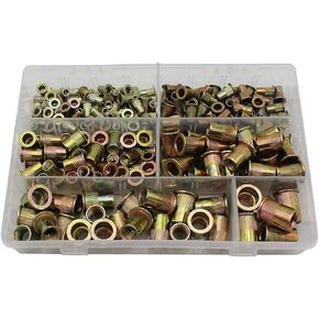 210Pcs M4 M5 M6 M8 M10 M12 Mixed Zinc Plated Carbon Steel Rivet Nut Threaded Rivnut Insert