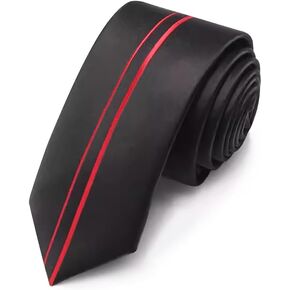 2.17'' Slim Ties for Men 5.5CM Skinny Fancy Designer Necktie Black Red White Blue Positioning Stripe Line Tie