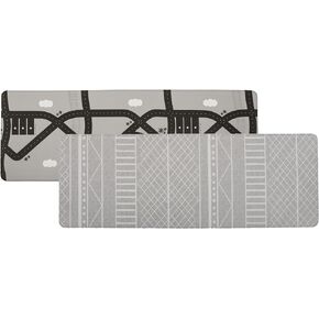 Ruggish Cali Play Runner Rug 5.9 x 2.1 ft - Soft Cushion Reversible Baby Kids Playmat + Interactive Play Map + Waterproof (Grey)