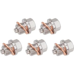 5PCS M14x1.5 Stainless Steel Engine Magnetic Oil Drain Plug Fits for Honda Accord Civic CR-V Odyssey Ridgeline, Acura Ford GM Mazda Hyundai KIA Audi RAM Yamaha And More Vehicles, Replace DP001