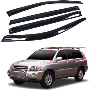 4PCS Side Window Visor Vent Rain Guard Deflector Black Replacement for 2001-2007 Highlander