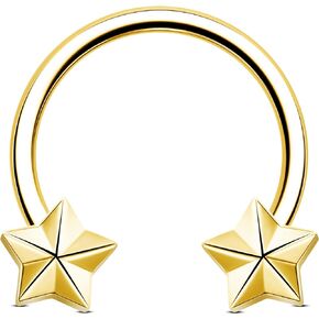 Jewseen Star Septum Rings 16g Septum Jewelry Gold Cartilage Hoop Earring Surgical Steel Daith Piercing Jewelry Nose Ring Hoop Helix Conch Tragus Earrings for Women Men