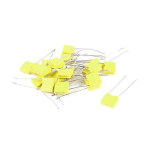 uxcell 20 Pcs 100V 0.1uF 100NF Radial Lead Film Correction Capacitors Yellow