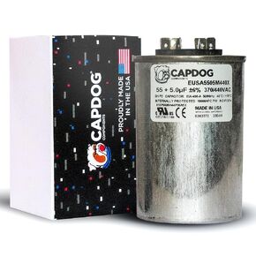 صنعت الولايات المتحدة الأمريكية 55+5 فائق التوهج 55/5 (MFD) 370 فولت أو 440VAC استبدال مكثف مستدير مزدوج التشغيل لـ 97F9839 Z97F9839 97F9839BZ3 97F9839BX Z97F9815 97F9815 89M93 89M9301 47K38 47K3801 و المزيد in Kuwait