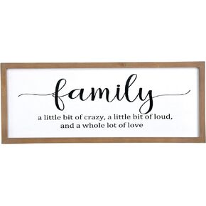 Rustic Wood Frame Farmhouse Family Wall Decor Sign for Home Decor Inspirational Wall Art Wood Plaque with Inspiring Quotes -Family a Little Bit of Crazy... Wall Hanging,Shelf and tabletop Decor