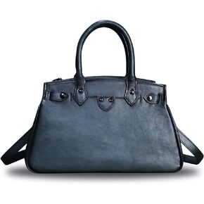 Genuine Leather Top Handle Handbag Purse for Women Handmade Retro Crossbody Satchel Purses