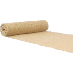 CleverDelights 14" Premium Burlap Roll - 10 Yards - No-Fray Finished Edges - Natural Jute Burlap Fabric