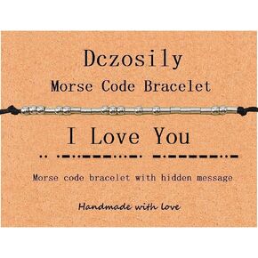 Inspirational Morse Code Bracelets for Women Stainless Steel Jewelry Personalized Gifts for Best Friend Daughter Sister Friendship Adjustable String Beaded Bangles (Forever Friends)