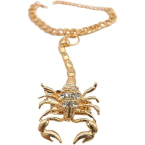 TFJ Women Fashion Jewelry Hand Chain Metal Long Scorpion Wrist Bracelet Slave Ring Gold