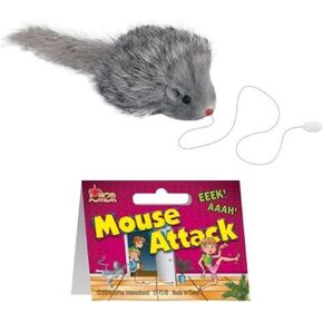 هدية مضحكة للنكتة العملية من Mouse Attack، مقاس 2.5 بوصة، رمادي/أبيض