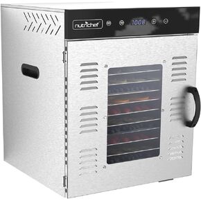 NutriChef Premium Food Dehydrator Machine - 1500 Watts, 16-Tray Stainless Steel Dehydrator with Digital Timer and Temperature Control, Touch-Control LED Display