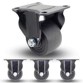 Casoter 2.5" Extra Width Wheel Top Plate Rigid Black PP Caster, Low Gravity Center Design No-Brake Noise-Free Heavy Duty Industrial Polypropylene Caster 1750Lbs Total Load Capacity Pack of 4