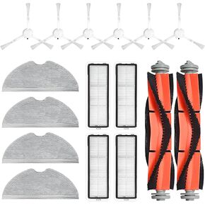 19 Packs Replacement Parts for Dreametech D10 Plus RLS3D Robot Vacuum Cleaner, 1 Main Roller Brush, 6 Side Brushes, 4 Hepa Filters, 4 Mop Pads, 4 Dust Bags Accessories Kit