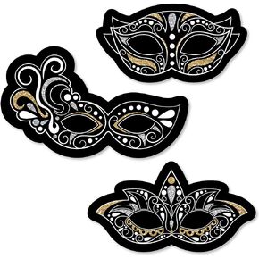 Big Dot of Happiness Masquerade - DIY Shaped Venetian Mask Party Cut-Outs - 24 Count