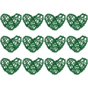 MECCANIXITY 20Pcs Heart Shaped Rattan Ball Vase Filler Natural Rattan for Valentine's Day Decoration Wedding Home Decoration Black 2.36 in