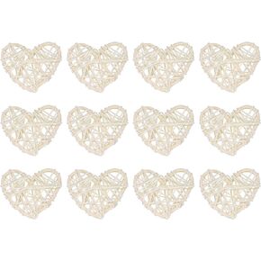 MECCANIXITY 20Pcs Heart Shaped Rattan Ball Vase Filler Natural Rattan for Valentine's Day Decoration Wedding Home Decoration Black 2.36 in