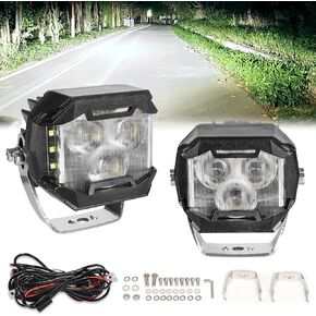 YEEGO DIRECT LED Light Bar, 4 Inch Flood Light 96W 7680LM Off Road Lights,LED Pod Lights With Wiring Harness Kit, Fog Lights Waterproof LED Work Lights for Truck SUV ATV UTV Boat Car Tractor (2 Pcs)