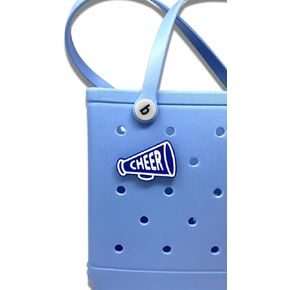 BOGLETS - Cheerleading Charm Compatible with Bogg Bags - Decorative Charm for Bogg Bags & Other Tote Bags (Blue Megaphone)