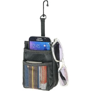 High Road Air Vent Mount Car Cell Phone Holder with Soft Lined Back Pocket and Front Mesh Storage Pocket