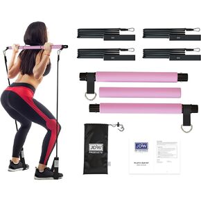 JDW Enterprises - Pilates Bar Kit | 2 Standard & 2 Strong Bands for Full-Body Workout | Storage Bag Included | Fitness Equipment for Home Gym, Yoga